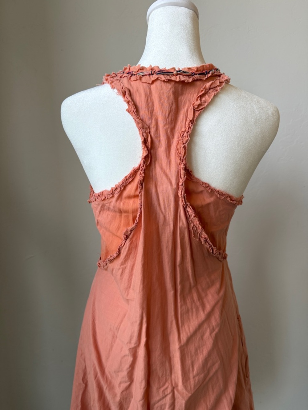 Lulumari Coral Sleeveless Midi Dress with Gray Trim - Picture 3 of 7